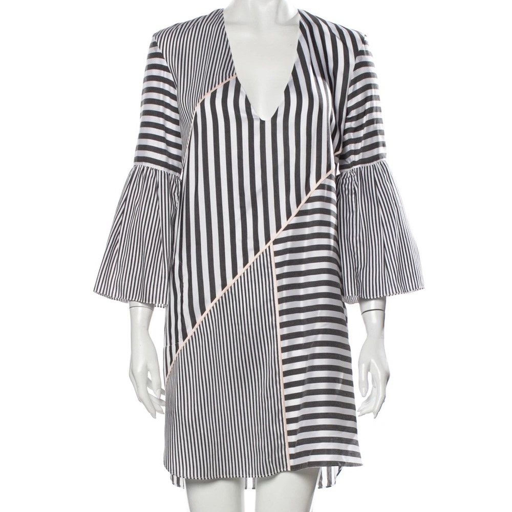 La Ligne Black and White Striped Mini Dress